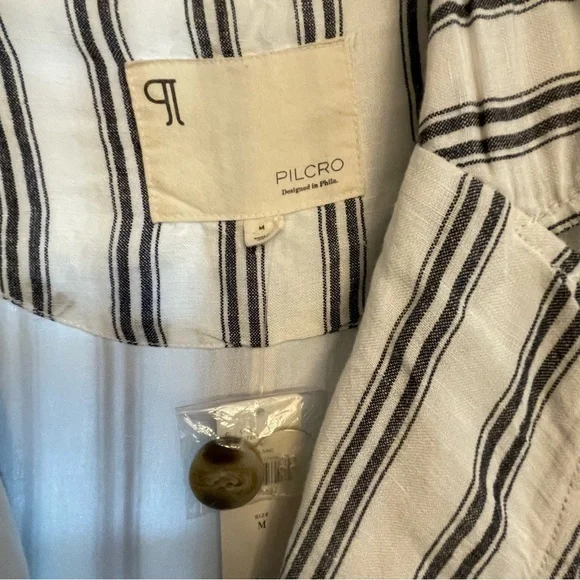 Anthropologie Pilcro White and Blue Striped Blazer Relaxed Fit - Picture 5 of 10